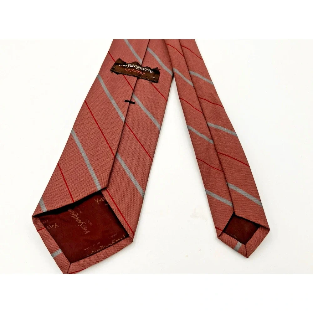 Vintage Yves Saint Laurent Tie Mauve/Pink Diagonal Stripe YSL Neckwear Designer